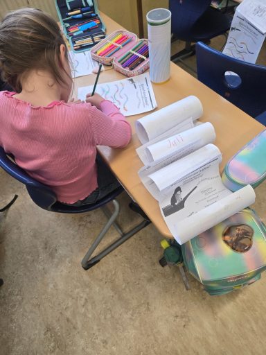 Die Schüler/innen der Lerngruppe arbeiteten an ihren Leserollen zum Buch "Käpten Knitterbart".