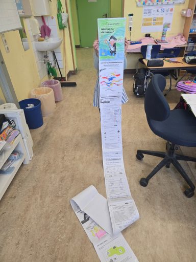 Die Schüler/innen der Lerngruppe arbeiteten an ihren Leserollen zum Buch "Käpten Knitterbart".